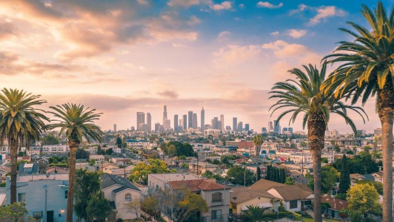 A City With Palm Trees And Buildings